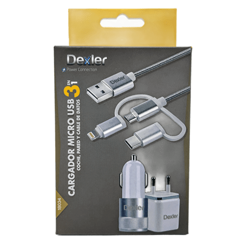 Ref.30018034-Dexler-Cargador-Coche-Pared-Cable-5-en1